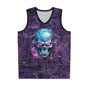 Cyberpunk Skull Basketball Jersey – Dominate the Neon Court!