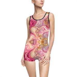 Women&#39;s Vintage Swimsuit, Bohemian Swimwear, Summer Beach Outfit, Retro One-Piece, Holiday Swim Costume, Trendy Pool Wear