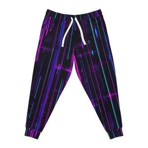 Glow Up Your Workout: All Over Print Athletic Joggers with Glowing Neon Lights