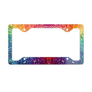 Colorful Metal License Plate Frame, Rainbow Car Decoration, Personalized Gift for Car Lovers, Vibrant Auto Accessory, Unique Vehicle Decor
