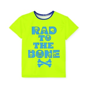 Neon Yellow Rad To The Bone Kids Sports Jersey: All-Over Print Athletic Shirt