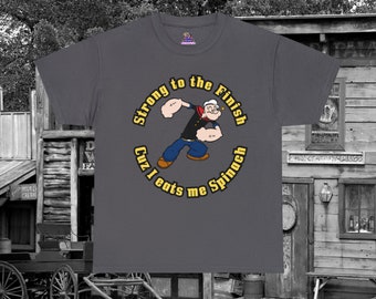 Popeye 'Strong to the Finish' T-Shirt - Vintage Cartoon Tee