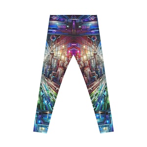 Vibrant Abstract Print Leggings: Women&#39;s Athletic Boho Fashion