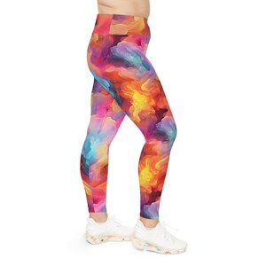 Vibrant Plus Size Leggings, Colorful Workout Leggings, Artistic Yoga Pants, Fall Fashion Loungewear, Unique Gift for Her