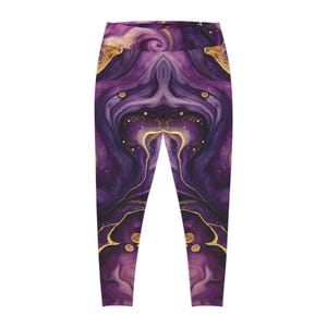 Purple Marble Plus Size Leggings - Trendy Activewear for Comfort and Style, Yoga Leggings, Workout Gear, Casual Wear, Gift for Her