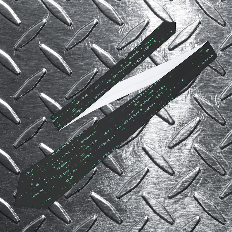 Cravatta con motivo a codice matrice / Cravatta binaria tecnologica immagine 1