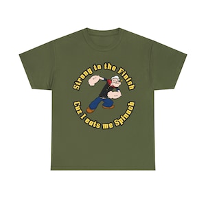 Popeye Spinach Heavy Cotton Tee: Unisex Cartoon Gift