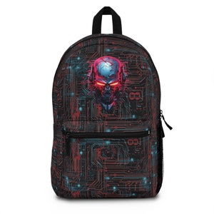 Cyberpunk Cybernetic Skull Backpack – Dominate the Neon Future!