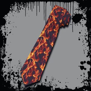Inferno Blaze Necktie – Fiery Flame Pattern Men's Accessory