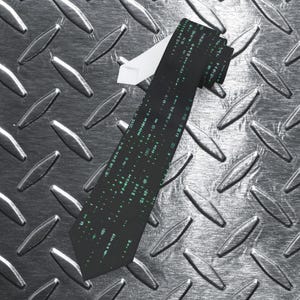 Cravatta con motivo a codice matrice / Cravatta binaria tecnologica immagine 2