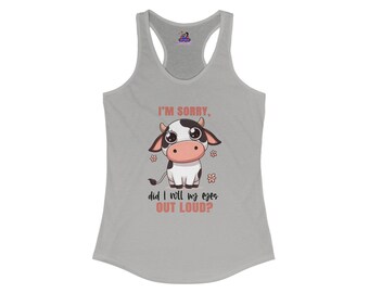 Moo-dy Glance: The Sassy Cow Racerback Women's Ideal Racerback Tank