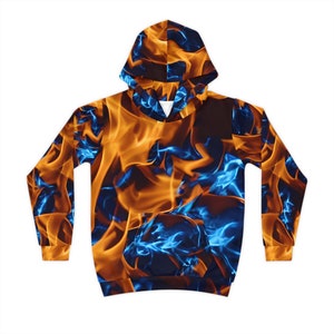 Blazing Style: Fiery Flames All-Over Print Kids&#39; Hoodie
