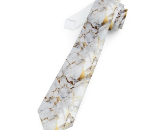 Marble Majesty : cravate sophistiquée blanche et dorée