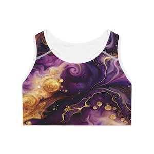 Cosmic Galaxy Sports Bra, Workout Top, Gym Bra, Motivational Fitness Apparel, Activewear for Women, Trendy Sports Gear