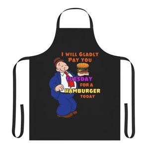 Wimpy Apron: Popeye Cartoon All Over Print Kitchen Accessory