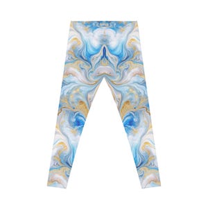 Elegant Blue Marble Leggings for Women, Fashionable Activewear, Yoga Pants, Casual Outfit, Gift for Her, Everyday Wear
