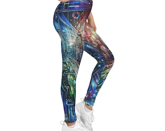 Vibrant Abstract Print Leggings: Women's Athletic Boho Fashion