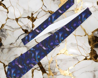 Abstract Blue Swirl Necktie | Navy Organic Pattern Tie