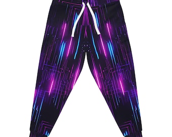 Neon Circuit Print Athletic Joggers: Trendy Activewear