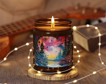 Bougie de forêt rêveuse au clair de lune Alice | Bougie de soja en pot ambré