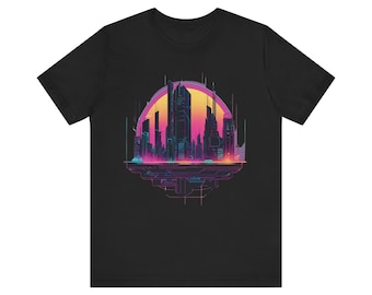 Futuristisch Cityscape-T-shirt: stap in de neontoekomst!