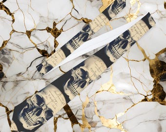 Vintage Skull Pattern Necktie Gothic Retro Skeleton Print Tie