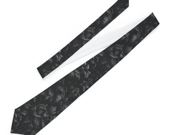 Elegant Black Floral Necktie – Stylish and Refined Formal Accessory
