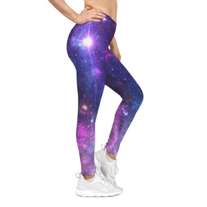 Galactic Vibes Women&#39;s Casual Leggings, Yoga Pants, Athleisure Wear, Space Print Leggings, Workout Tights, Trendy Fashion