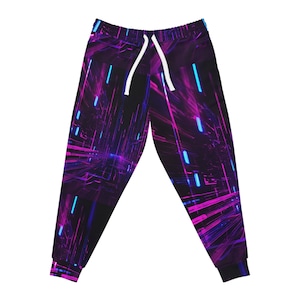 Glow Up Your Workout: All Over Print Athletic Joggers with Glowing Neon Lights