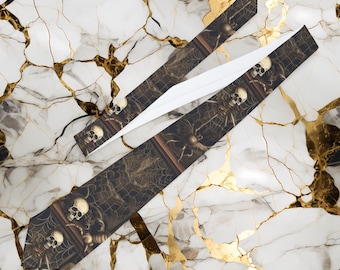 Skull & Spiderweb Necktie Gothic Tie for Men