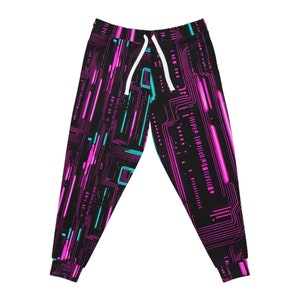 Glow Up Your Workout: All Over Print Athletic Joggers with Glowing Neon Lights