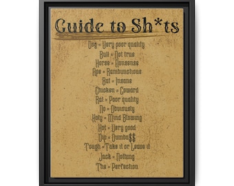 Humorous Sh*ts Guide Framed Canvas Print - Sarcastic Office Decor