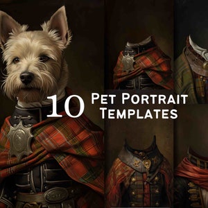 10 modèles de portraits d'animaux de compagnie arrière-plans numériques, téléchargement numérique, portraits d'animaux de compagnie de la Renaissance, peinture à l'huile d'art, photos amusantes d'animaux de compagnie #1013