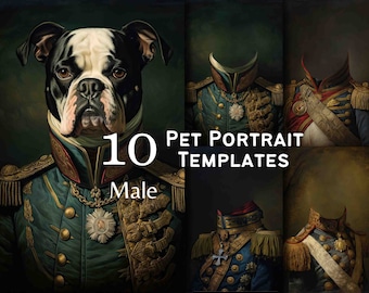10 Pet Portrait Templates Digital Backgrounds, Digital Download, Renaissance Pet Portraits, Fine Art Oil Painting, Fun Pet Photos #1006
