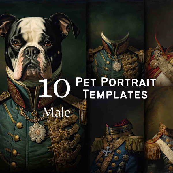 10 Pet Portrait Templates Digital Backgrounds, Digital Download, Renaissance Pet Portraits, Fine Art Oil Painting, Fun Pet Photos #1006