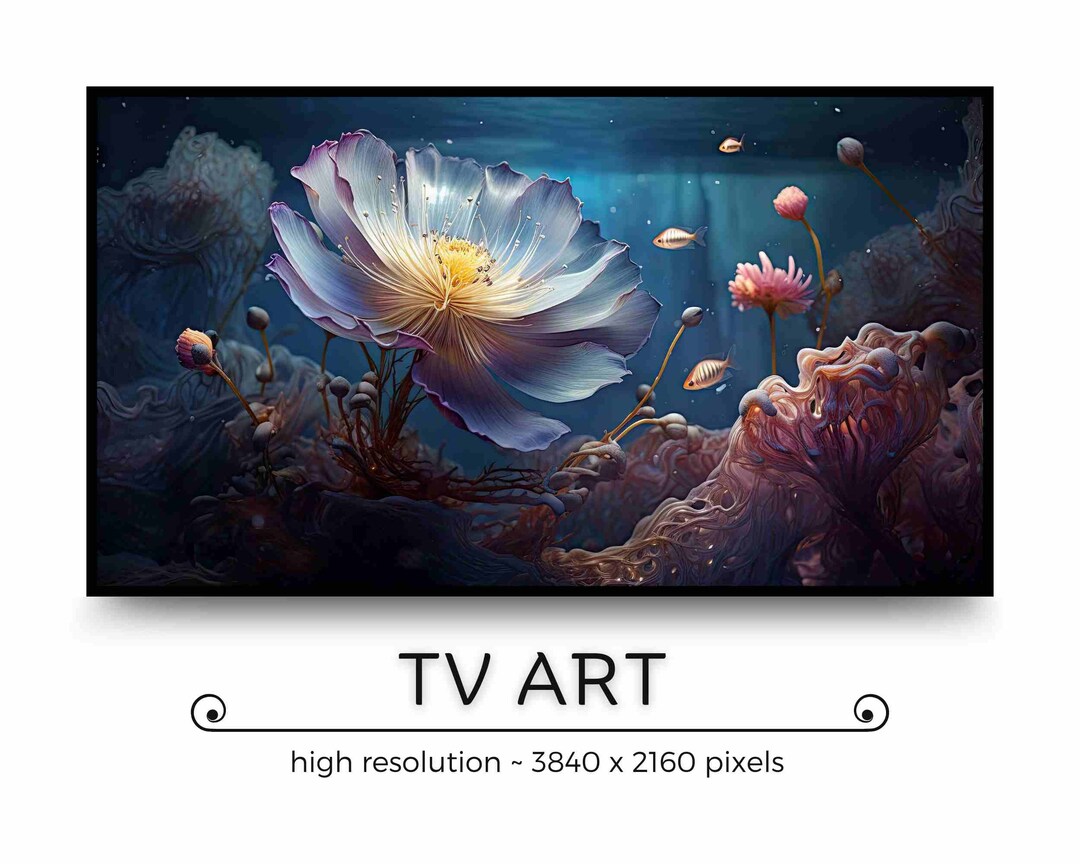 Digital TV Art Underwater Flower Art Botanical Wall Art Etsy