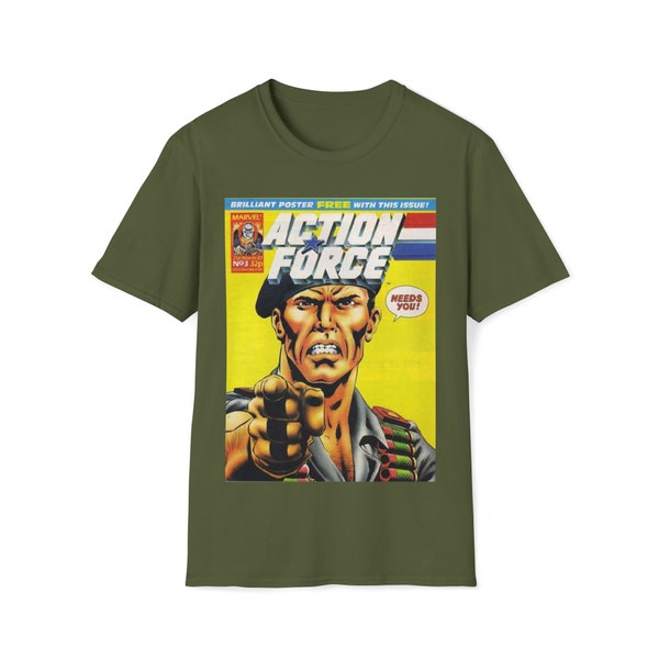 Action Force ( UK GI-JOE) Comic Print Cover Adults Unisex Softstyle T-Shirt