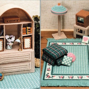 Plastic Canvas Dollhouse Furniture Pattern PDF, Fashion Doll Living ...