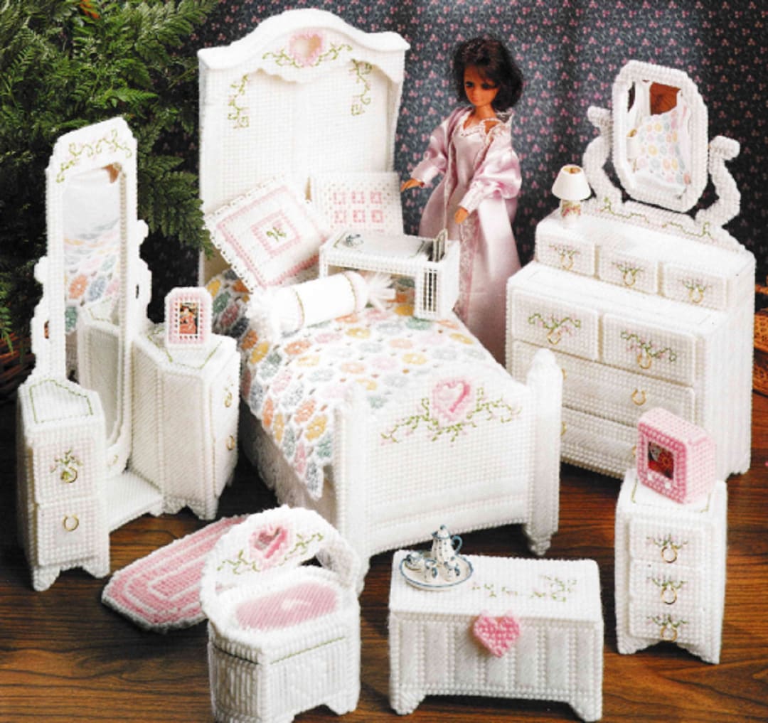 Plastic Canvas Dollhouse Furniture Pattern PDF, Barbie Fashion Doll ...