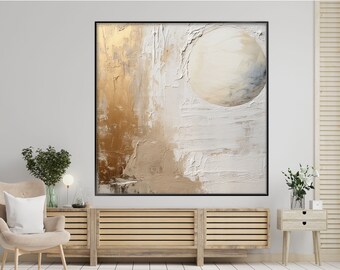 Sonnenuntergang, Himmel Landschaft, Sonne, Gold Himmel 100% handgemalt, strukturierte Malerei, abstraktes Ölgemälde, Wand Dekor Wohnzimmer, Büro