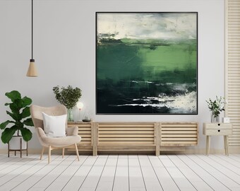 Gold, Black, Beige, Green Tones 100% Hand Painted, Textured Painting, Acrylic Abstract Oil Painting, Wall Decor Living Room, Office Wall