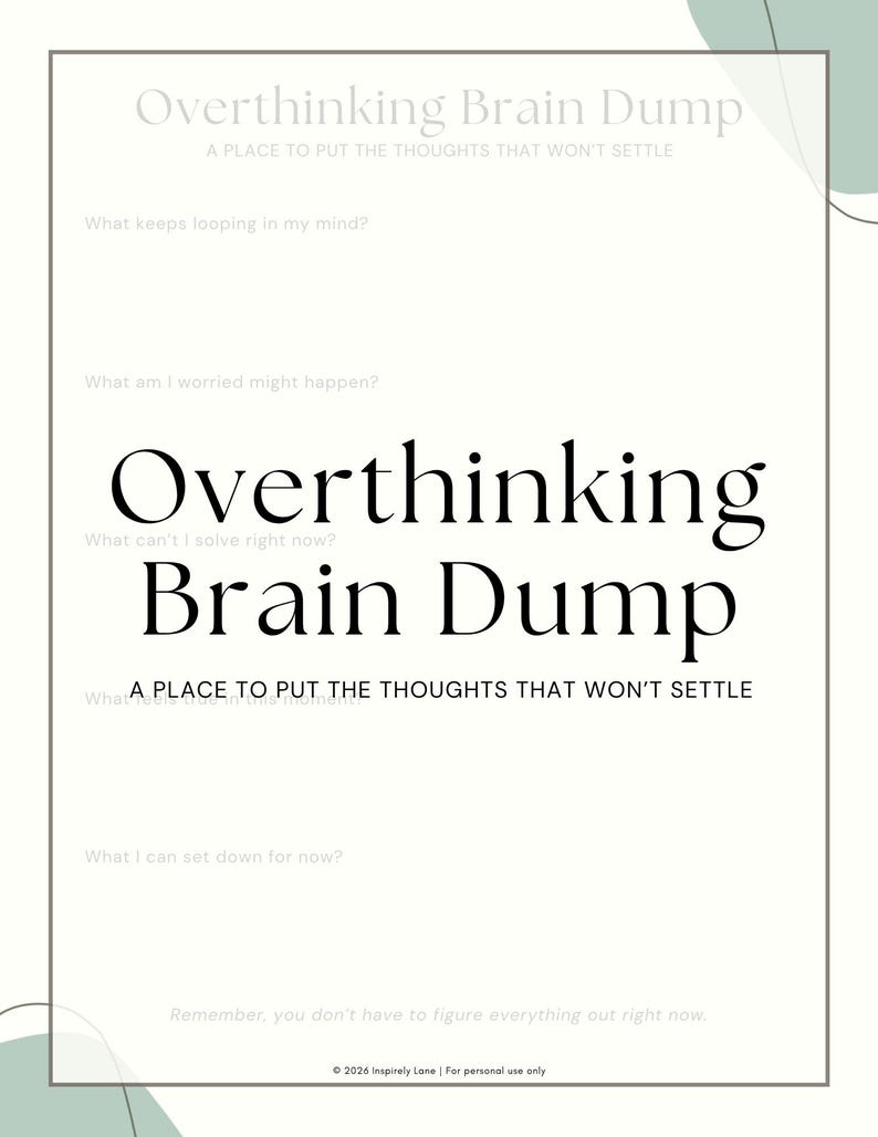 Overthinking Brain Dump Printable | Anxiety Thought Dump Worksheet ...