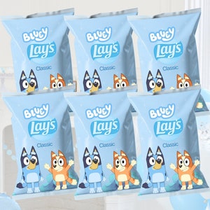 Bluey Chip Bags Bluey Birthday Chips, Bluey Party Favor Bags Birthday Party, Bluey Decorations for parties favors for kids birthday treats