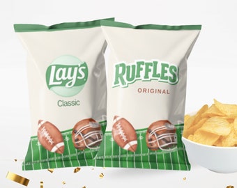 Football Birthday Party Treats Football Chip Bags Birthday Party, American Football Custom Name Party Table Decoration Football Theme Snacks