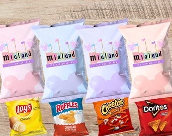 Disneyland Party Chip Bags, Disney Chip Filled Bags Birthday Party Treats, Vintage Disney Party Table Decorations, Party Favors Bags
