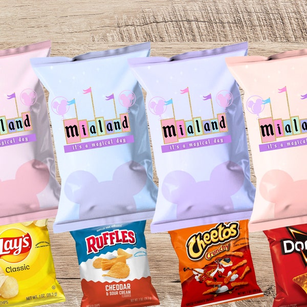 Disneyland Party Chip Bags, Disney Chip Filled Bags Birthday Party Treats, Vintage Disney Party Table Decorations, Party Favors Bags