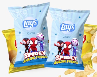 Spidey and His Amazing Friends Chip Bags - Birthday Party Favors for Kids, Superhero Snack Bags, Spidey Theme Treat Bags