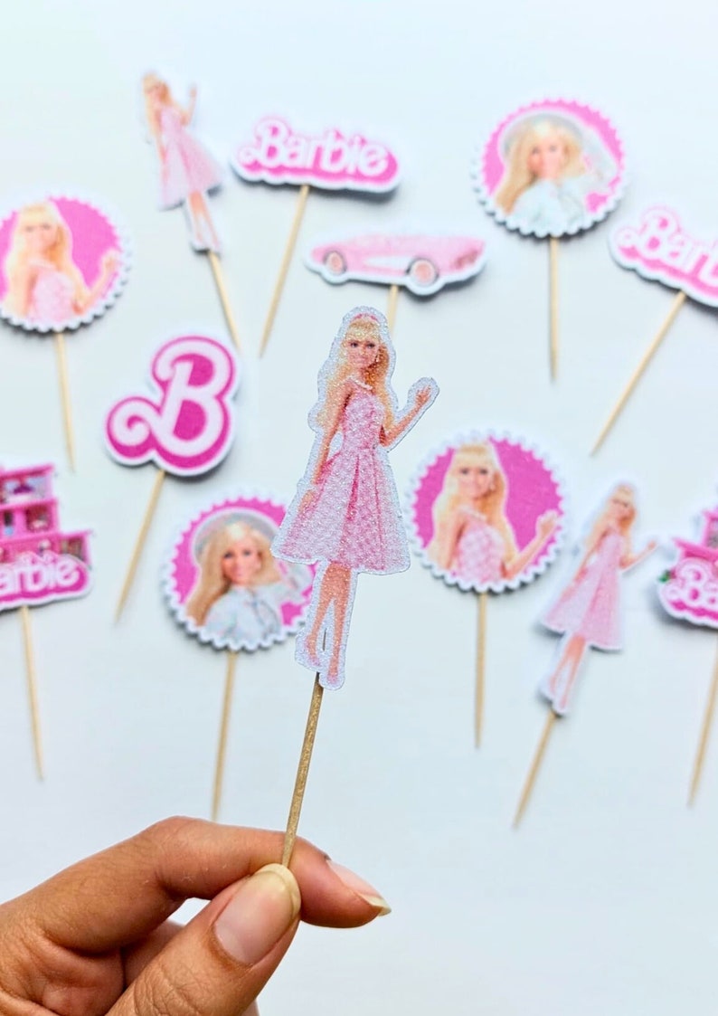 Barbie Cupcake Toppers Glittered Barbie Birthday Cake Topper - Etsy