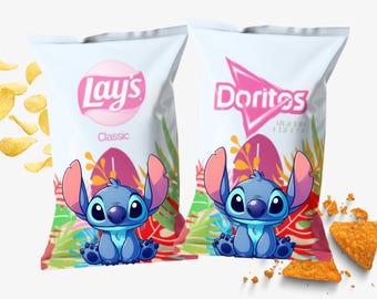 Stitch Party Favors Lilo and Stitch Chip Bags Birthday Chips, Stitch Birthday Bags for Party, Stitch Decorations favors for kids Gift Bags
