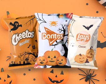 Halloween Chip Bags for Adults - No Candy Party Favors, Spooky Treat Bags, Halloween Snack Bags for Events
